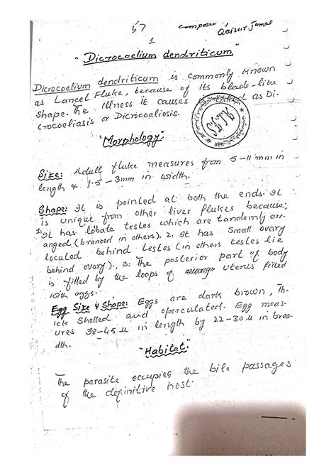 SOLUTION: Dicrocoelium dendriticum morphology habitat host biology life cycle epidemiology ...