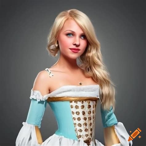 Blonde girl in a renaissance-inspired minidress on Craiyon