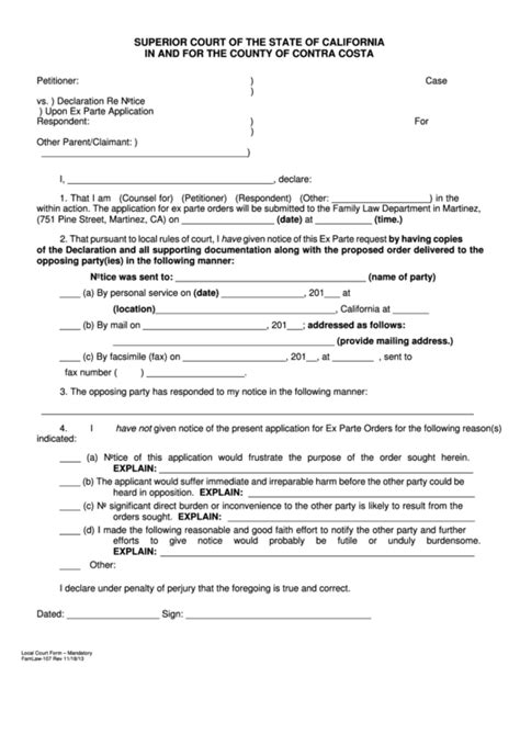 Contra Costa County Superior Court Restraining Order Form - CountyForms.com