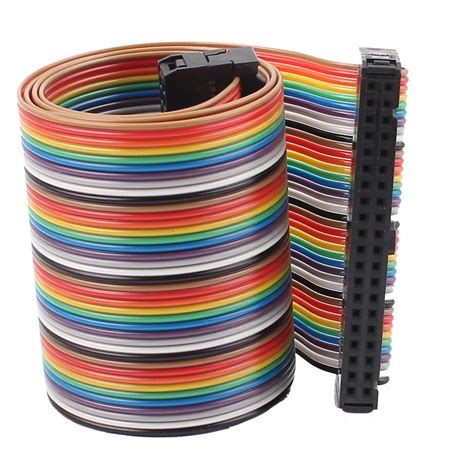 2.54mm Pitch 40 Pin 40 Way F/F Connector IDC Flat Rainbow Ribbon Cable ...