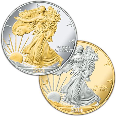 Platinum and Gold-Highlighted American Eagle Silver Dollars