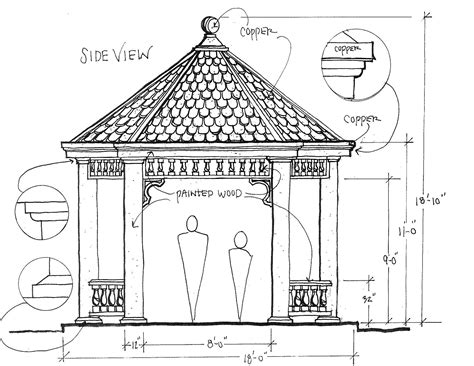 an architectural drawing of a gazebo with measurements for the top and ...