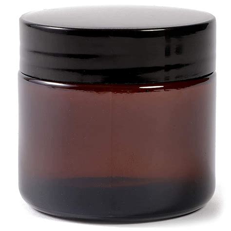 Round Amber Glass Jars with Lids for Cosmetics (2 oz, 24 Pack) 24 Count ...