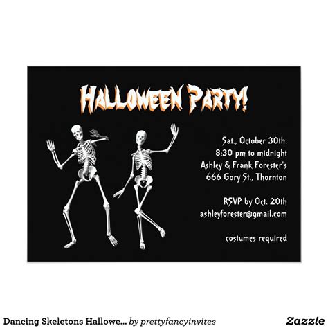 Dancing Skeletons Halloween Costume Party Invite | Zazzle.com | Halloween costume party ...