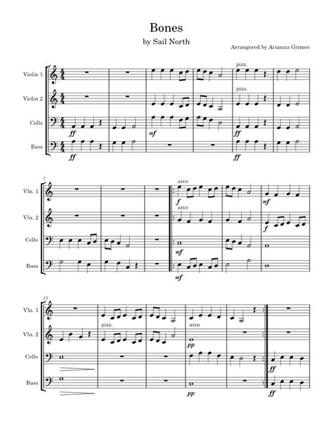 Bones – Sail North Bones by Sail North Sheet music for Violin, Cello, Bass guitar (String ...