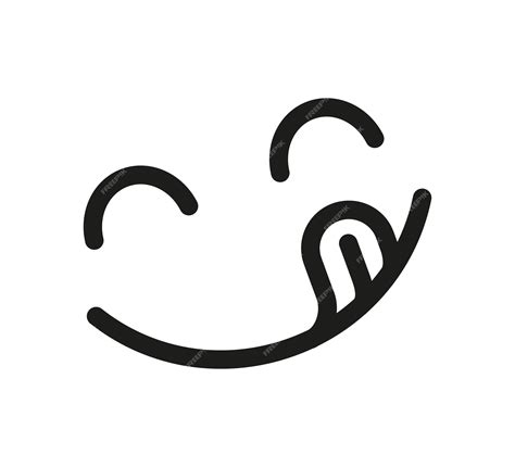 Yummy Smile Vector Illustration Cartoon Line Emoticon With, 52% OFF