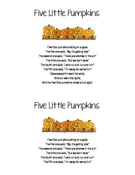 Five Little Pumpkins (Finger Play/Song for Early Elementary) by Allison ...