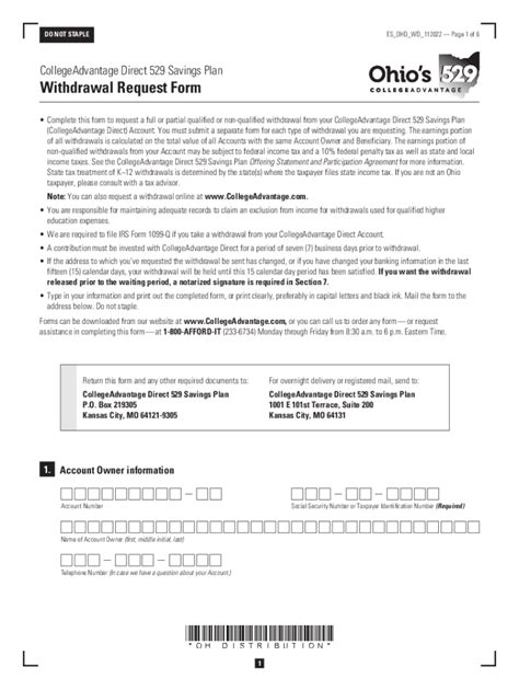 Fillable Online 529 College Savings Plan - Withdrawal Request Form Fax ...