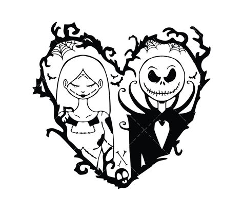 Jack and Sally SVG, PNG, PDF, A nightmare before christmas SVG, Heart SVG