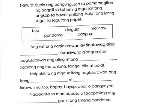 [Solved] . Panuto: Buoin ang pangungusap sa pamamagitan ng pagpili sa ...