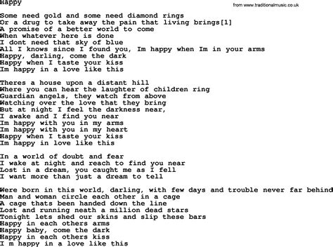 Bruce Springsteen song: Happy, lyrics