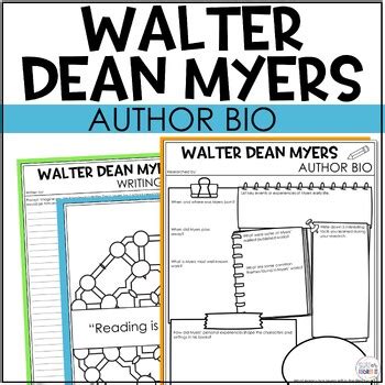 Walter Dean Myers Author Study Activity, Biography Worksheet Graphic ...