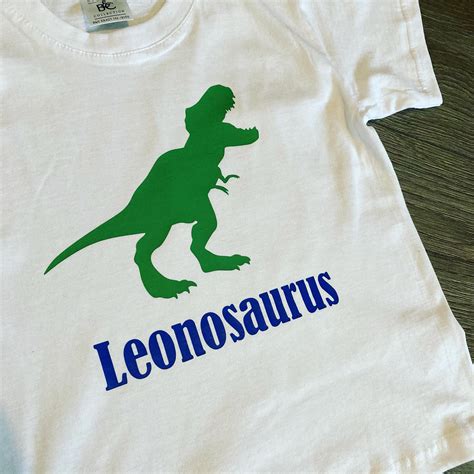 Personalized dinosaur t-shirt. Vinyl print with your childs | Etsy