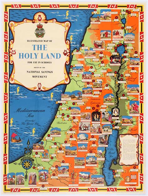 VINTAGE ISRAELI POSTERS | Vintage Map – Travel Poster Holy Land Israel 1951