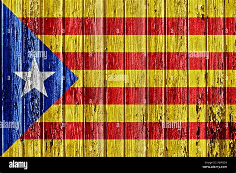 flag of Catalan independence movement painted on wooden frame Stock Photo - Alamy