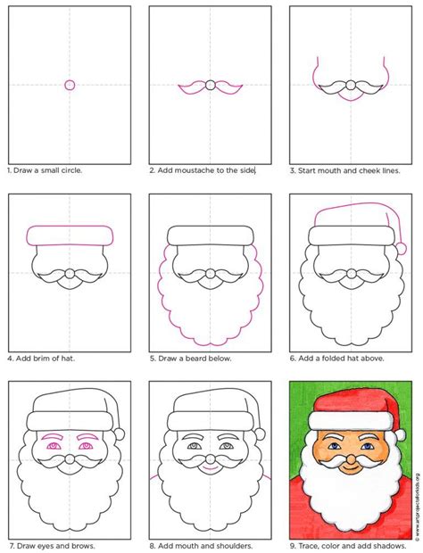 How to Draw Santa’s Face · Art Projects for Kids | Christmas drawings ...