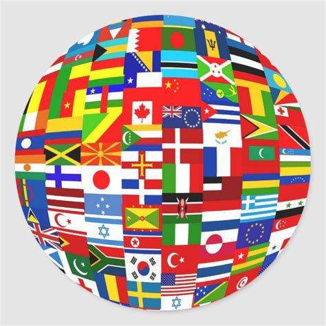 Flag Globe Classic Round Sticker | Zazzle | Culto de missoes, Bandeiras ...