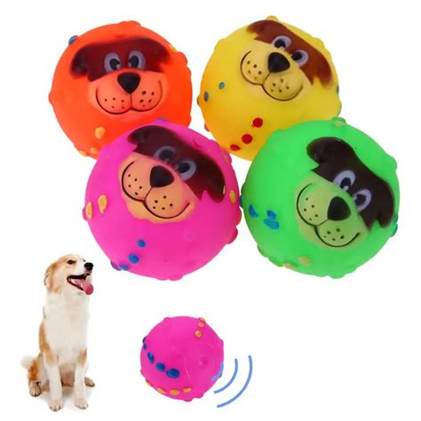 1Pc Cute Pet Dog Playing Ball Toy non toxic PVC Dog Face Chew Squeaker ...