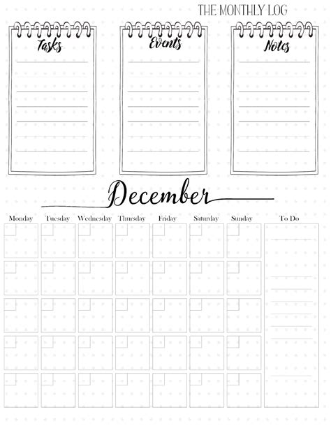 Bullet Journal Monthly Log with Free Printable Templates