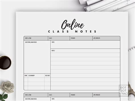 Printable Online Class Notes Lecture Notes Class Note | Etsy