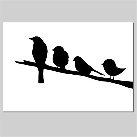 Birds on a Branch - 11x17 Silhouette Print - Perfect for Nursery - Choose Your Colors - Shown in ...