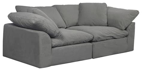 2PC Slipcovered Modular Sectional Sofa | Gray - Transitional - Sofas ...