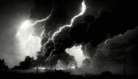 Premium Photo | Black and white lightning storm