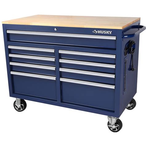 Husky 46 in. W x 24.5 in. D 9-Drawer Gloss Blue Deep Tool Chest Mobile ...
