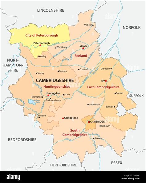 vector map of the administrative county cambridgeshire, england Stock Vector Image & Art - Alamy