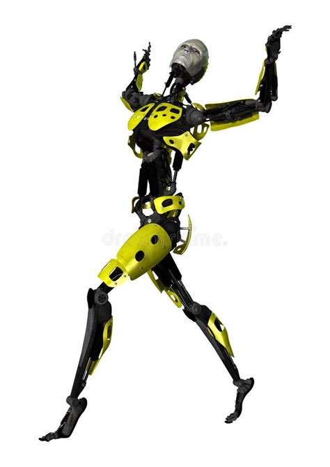 3D Rendering Dancing Robot On White Stock Illustration - Illustration ...