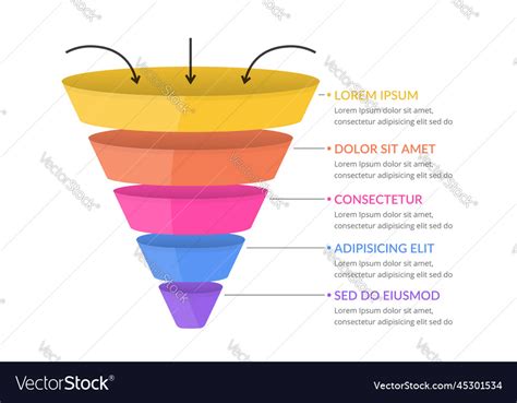 Funnel diagram template Royalty Free Vector Image