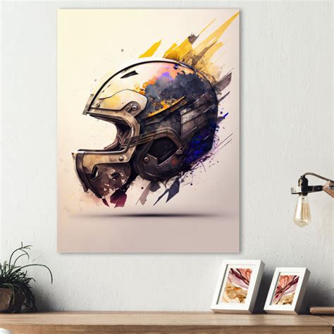 Williston Forge Football Player Helmet III On Metal Print | Wayfair