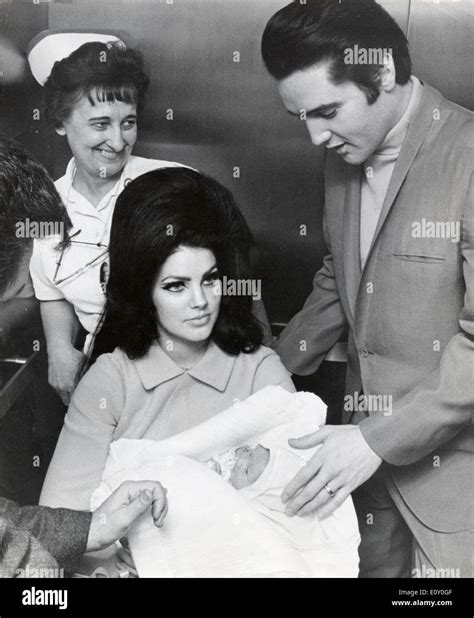 Singer Elvis Presley and wife Priscilla bring home newborn daughter ...