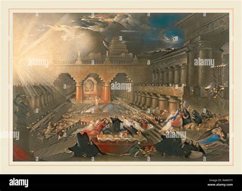 John Martin, Belshazzar's Feast, British, 1789-1854, 1826, hand-colored mixed media intaglio ...