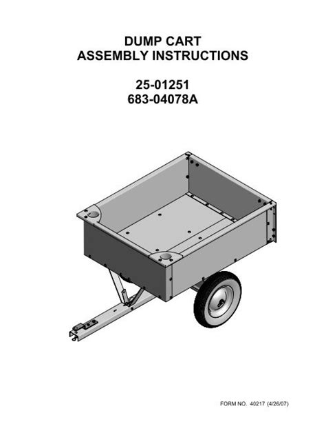 DUMP CART ASSEMBLY INSTRUCTIONS 25-01251 683-04078A