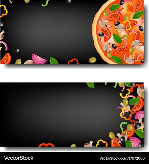 Pizza banner with black background Royalty Free Vector Image