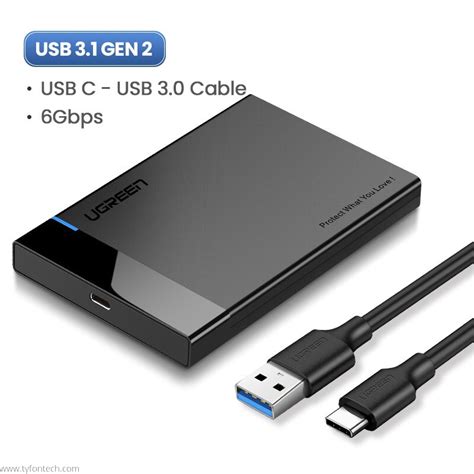 UGREEN USB-C Type C to SATA III External Hard Disk Drive Enclosure 2.5 ...