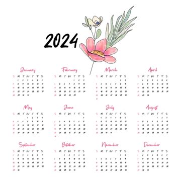 Floral Monthly Calendar For July 2024 Vector, July 2024 Calendar, July 2024, July Floral ...