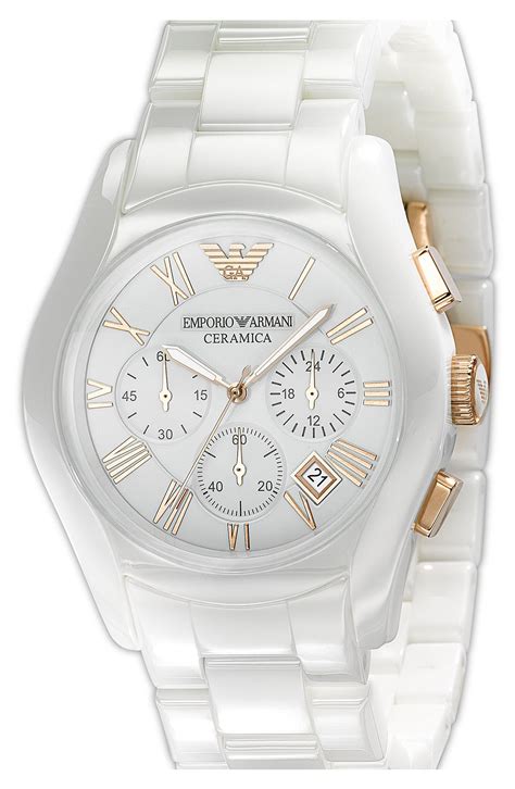 Emporio Armani Large Ceramic Chronograph Watch in White for Men (rose ...