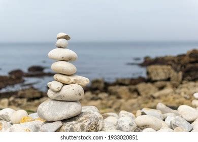 Zen Rocks Stacked Near Ocean Stock Photo 1933020851 | Shutterstock