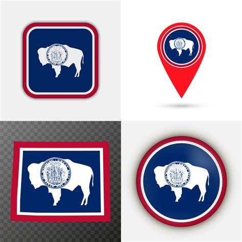 Set of Wyoming state flag. Vector illustration. 15260642 Vector Art at ...