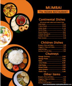 Indian Menu Template - Word Templates