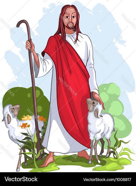 Jesus is a good shepherd Royalty Free Vector Image