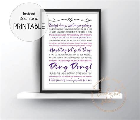 Bridget Jones Quotes Printable Print | Printable Wall Art