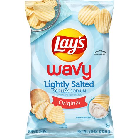 Lay's Wavy Potato Chips, Lightly Salted Original, 7.5 oz Bag - Walmart ...