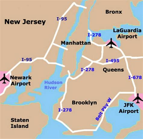 Los aeropuertos de nueva York el mapa de Nueva York aeropuertos de la zona de mapa (Nueva York ...