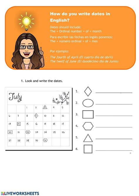 Dates online exercise | Live Worksheets