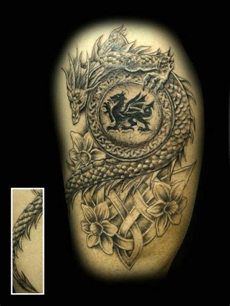 Welsh dragon | Dragon tattoos for men, Welsh tattoo, Men flower tattoo