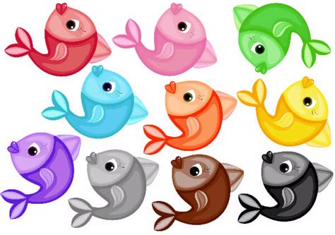 Colorful Fish Stickers | Free Printable Papercraft Templates