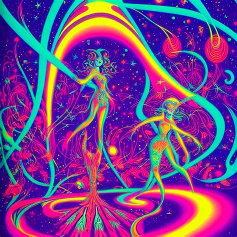 cosmic girl, infinite fractal dimensions, bright neon | Stable ...